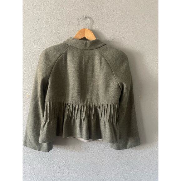 ARMANI COLLEZIONI Sage Green Wool Pintuck Swing Jacket - Picture 6 of 9